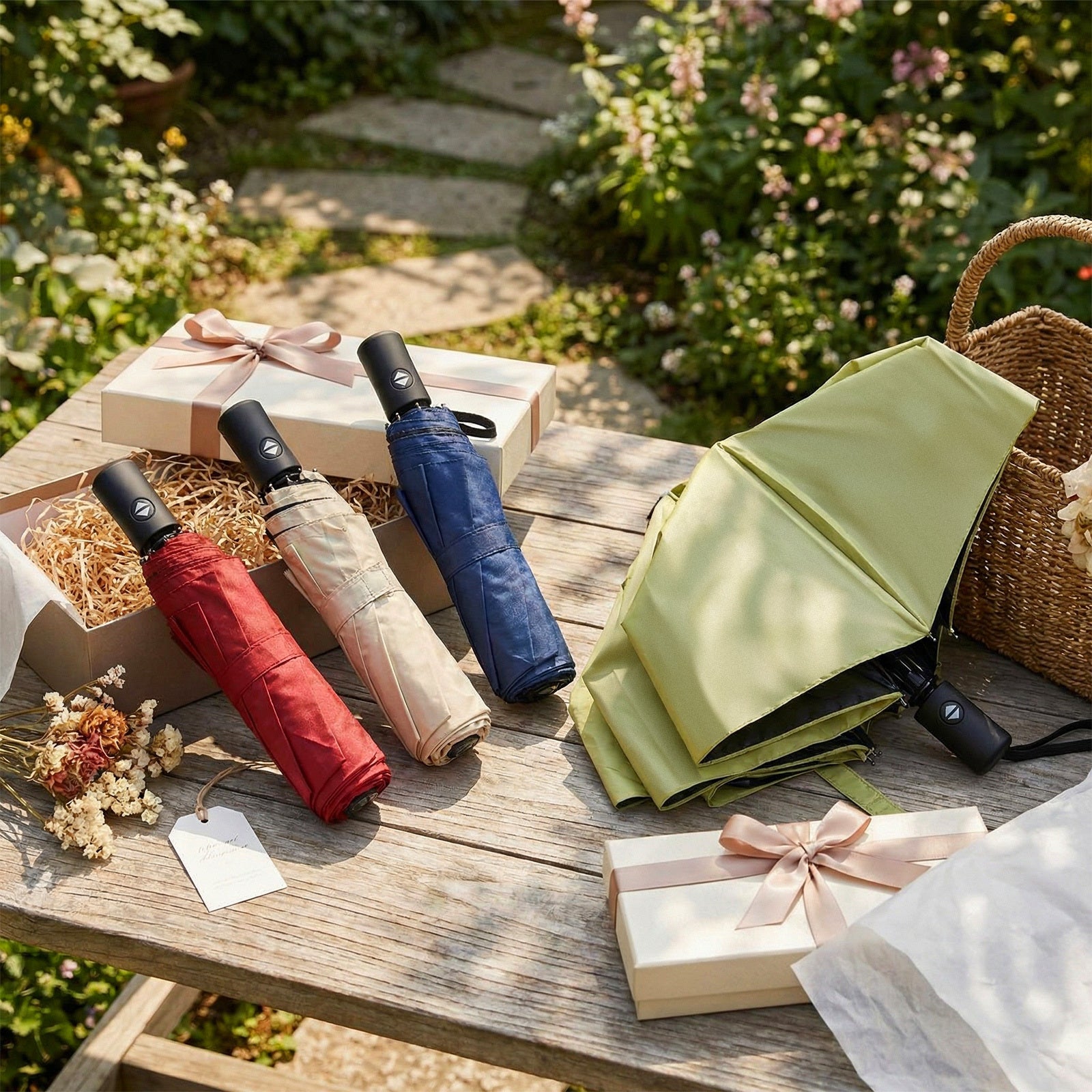 24pcs Windproof Travel Compact Umbrellas Bulk Wind Resistant Folding Auto Open Rain Automatic Travel Collapsible Portable Umbrellas for Gifts (Vibrant Color)