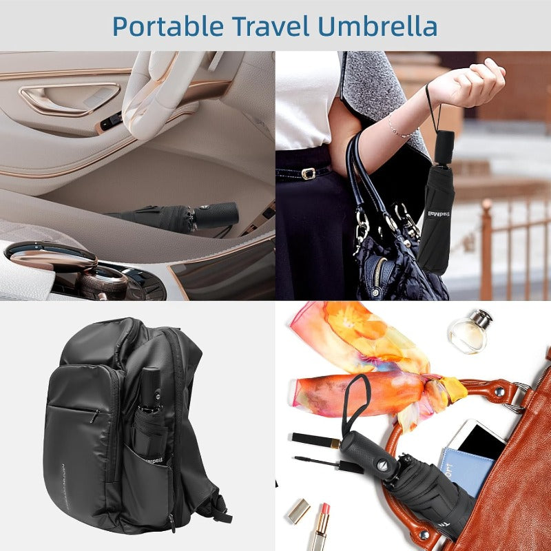 2 Pack Automatic Open\u002FClose Windproof Umbrella with Double Vented Canopy - Auto Folding Compact Travel Umbrellas Suitable for Rain, Men & Women, 6-Rib Heavy-Duty Windproof, -Hand Operation, Lightweight Portable Rain Umbrella