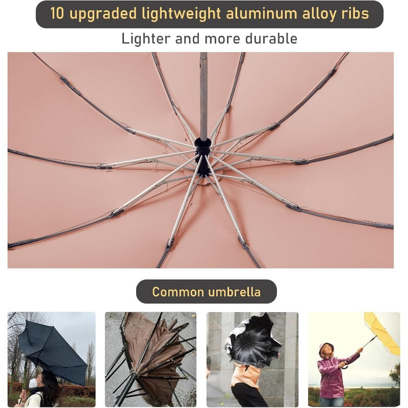 Windproof Open\u002FClose Large Umbrella with Auto Close Button & Reverse Folding - 45.6\
