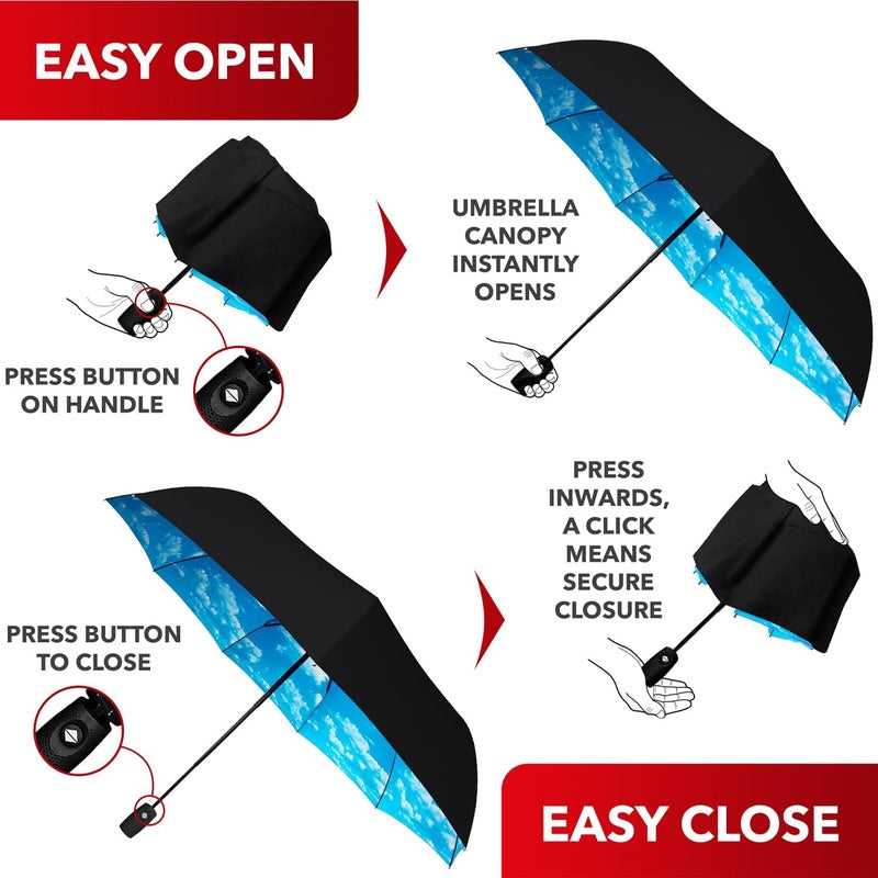Repel The Original Portable Travel Umbrella Bundle - Rain and Windproof, Strong Compact Umbrella for Wind and Rain - Ideal For On - the - Go