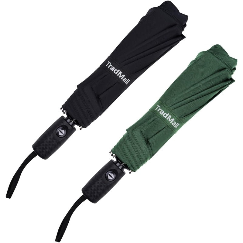 2 Pack Automatic Open\u002FClose Windproof Umbrella with Double Vented Canopy - Auto Folding Compact Travel Umbrellas Suitable for Rain, Men & Women, 6-Rib Heavy-Duty Windproof, -Hand Operation, Lightweight Portable Rain Umbrella