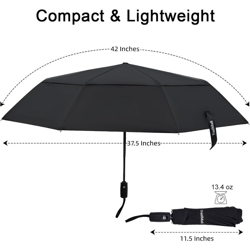 2 Pack Automatic Open\u002FClose Windproof Umbrella with Double Vented Canopy - Auto Folding Compact Travel Umbrellas Suitable for Rain, Men & Women, 6-Rib Heavy-Duty Windproof, -Hand Operation, Lightweight Portable Rain Umbrella