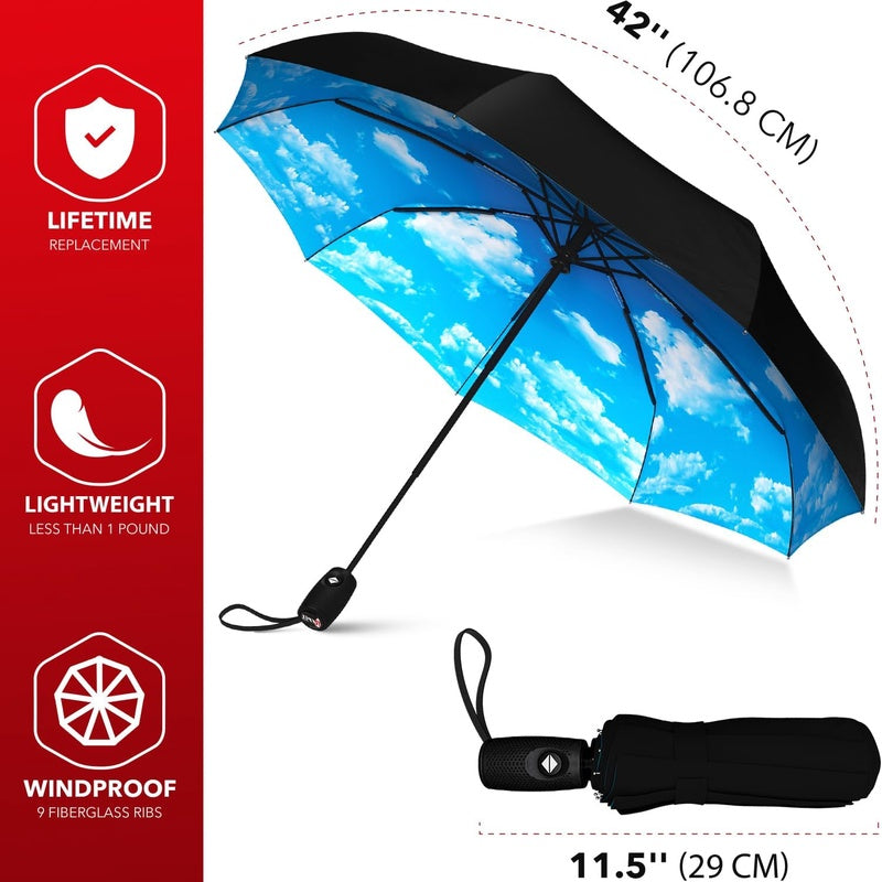 Repel The Original Portable Travel Umbrella Bundle - Rain and Windproof, Strong Compact Umbrella for Wind and Rain - Ideal For On - the - Go