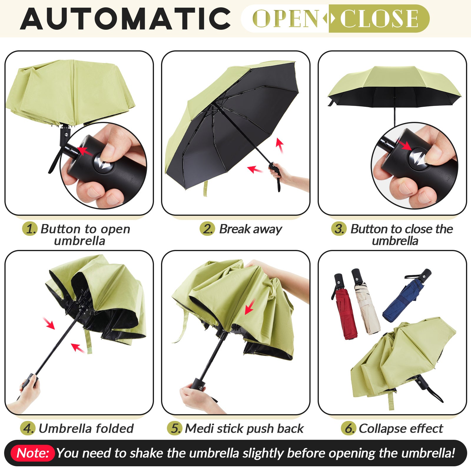 24pcs Windproof Travel Compact Umbrellas Bulk Wind Resistant Folding Auto Open Rain Automatic Travel Collapsible Portable Umbrellas for Gifts (Vibrant Color)